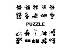 puzzle game jigsaw riddle icons set vector Product Image 1