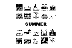 summer spend time beach icons set vector Product Image 1
