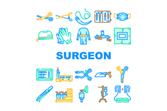 surgeon accessories scalpel icons set vector Product Image 1