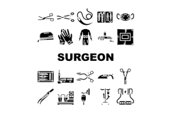 surgeon accessories scalpel icons set vector Product Image 1