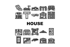 wood frame house construction icons set vector Product Image 1