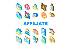 affiliate referral program sales icons set vector Product Image 1