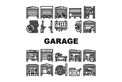 garage storage workshop icons set vector Product Image 1