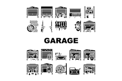 garage storage workshop icons set vector Product Image 1