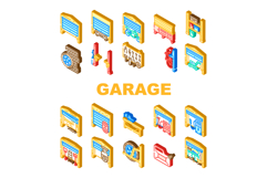garage storage workshop icons set vector Product Image 1