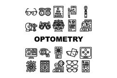 optometry vision eyewear icons set vector Product Image 1