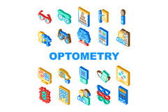 optometry vision eyewear icons set vector Product Image 1