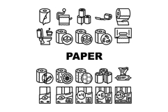 toilet paper tissue roll icons set vector Product Image 1