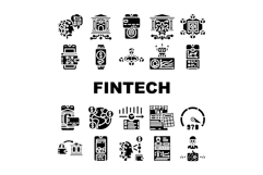fintech blockchain cryptocurrency icons set vector Product Image 1