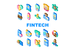 fintech blockchain cryptocurrency icons set vector Product Image 1