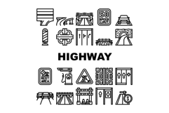 highway road traffic asphalt icons set vector Product Image 1