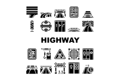 highway road traffic asphalt icons set vector Product Image 1