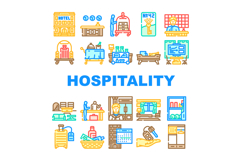 hospitality service guest hotel icons set vector Product Image 1