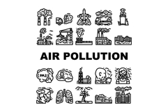 air pollution smog emissions icons set vector Product Image 1
