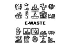 e waste pollution recycling icons set vector Product Image 1