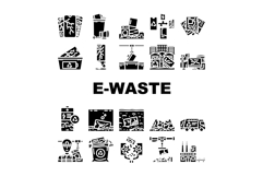 e waste pollution recycling icons set vector Product Image 1