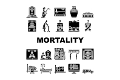mortality death life aging icons set vector Product Image 1