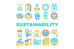 sustainability eco friendliness icons set vector Product Image 1