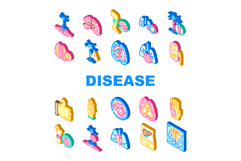 incurable disease icons set vector Product Image 1
