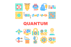 quantum computer qubit icons set vector Product Image 1