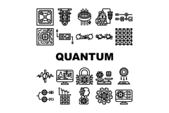 quantum computer qubit icons set vector Product Image 1