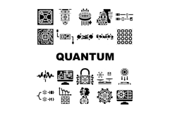 quantum computer qubit icons set vector Product Image 1