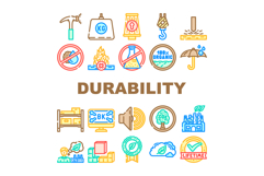 strength durability product icons set vector Product Image 1