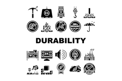 strength durability product icons set vector Product Image 1