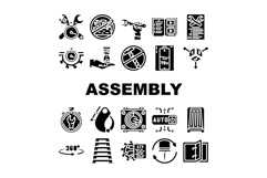assembly setup product icons set vector Product Image 1