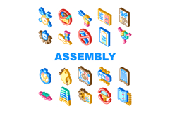 assembly setup product icons set vector Product Image 1