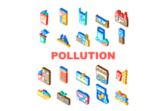 pharmaceutical pollution ecosystem icons set vector Product Image 1