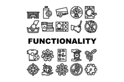 Product functionality features and properties outline icons Product Image 1