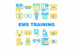 Ems Training Device Collection Icons Set Vector Product Image 1