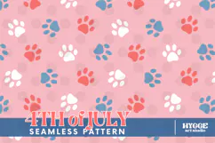 American 4th of July Cat Dog Paw Seamless Pattern PNG DTF Product Image 1