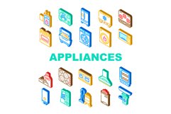 Appliances Domestic Technology Icons Set Vector Product Image 1
