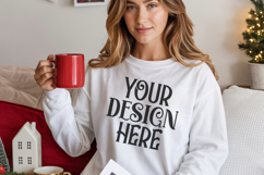 Christmas Gildan 18000 White Crewneck Sweatshirt Mockup Product Image 1