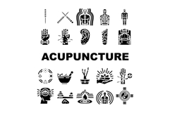 acupuncture needles therapy icons set vector Product Image 1