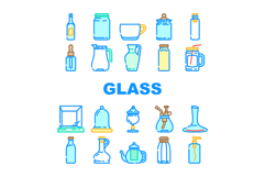 glass packaging transparency icons set vector Product Image 1
