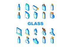 glass packaging transparency icons set vector Product Image 1