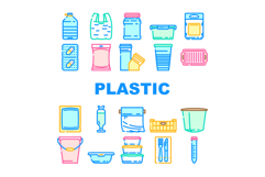 plastic packaging sustainability icons set vector Product Image 1
