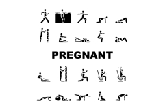pregnant fitness prenatal yoga icons set vector Product Image 1