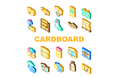 cardboard packaging sustainable icons set vector Product Image 1