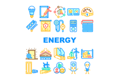 energy conservation efficiency icons set vector Product Image 1