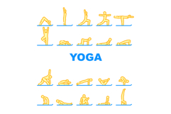 yoga exercises meditation icons set vector Product Image 1