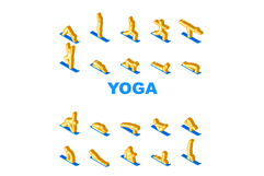 yoga exercises meditation icons set vector Product Image 1
