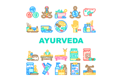 ayurveda wellness balance dosha icons set vector Product Image 1