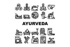 ayurveda wellness balance dosha icons set vector Product Image 1