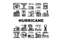 hurricane cyclone storm wind icons set vector Product Image 1