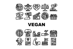 vegan plant based cruelty free icons set vector Product Image 1