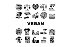 vegan plant based cruelty free icons set vector Product Image 1